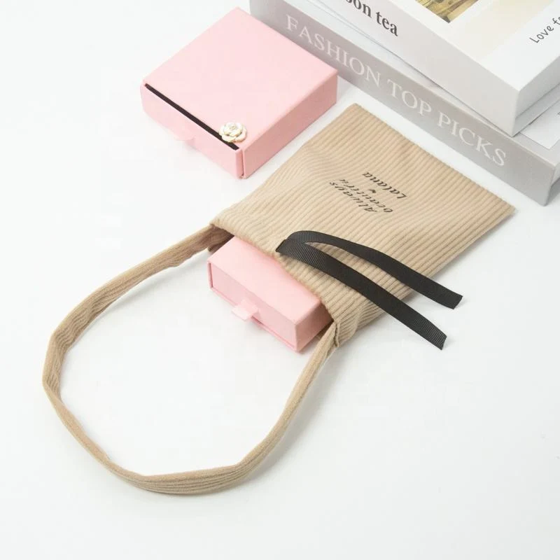 Brown Fabric Drawstring Pouch — image 4