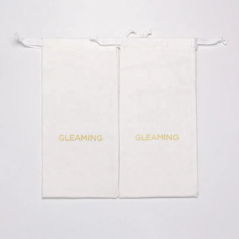 White Cotton Drawstring Pouch — image 6