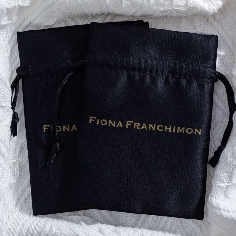 Black Satin Drawstring Pouch — image 6