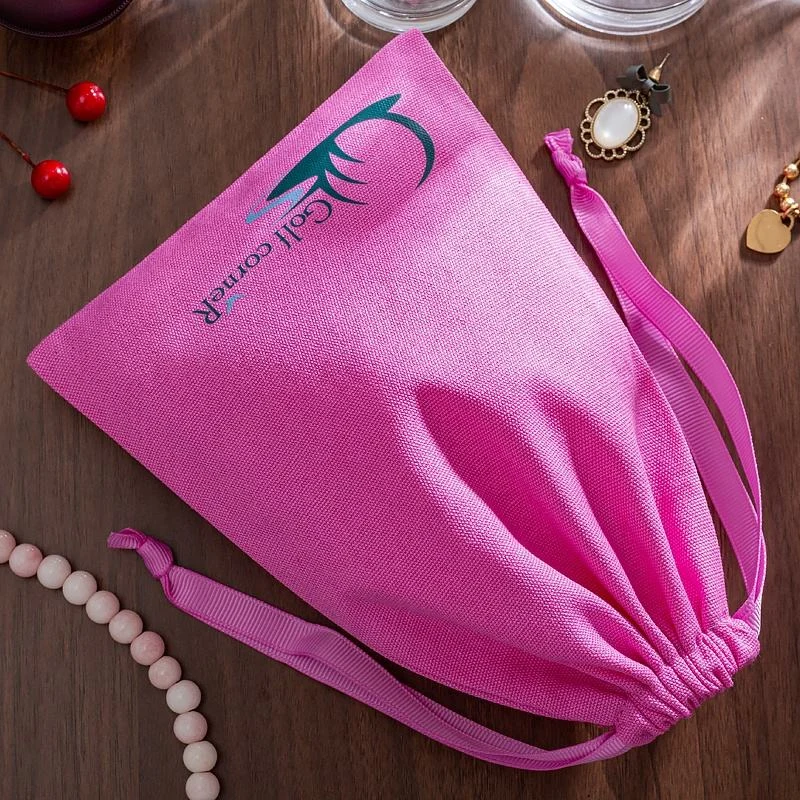 Pink Cotton Drawstring Pouch — image 2