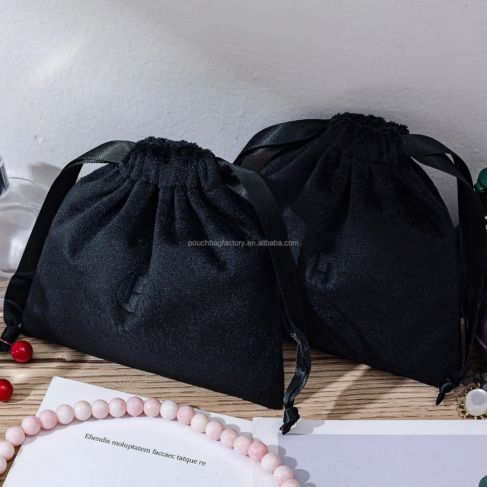 Black Velvet Drawstring Pouch — image 2