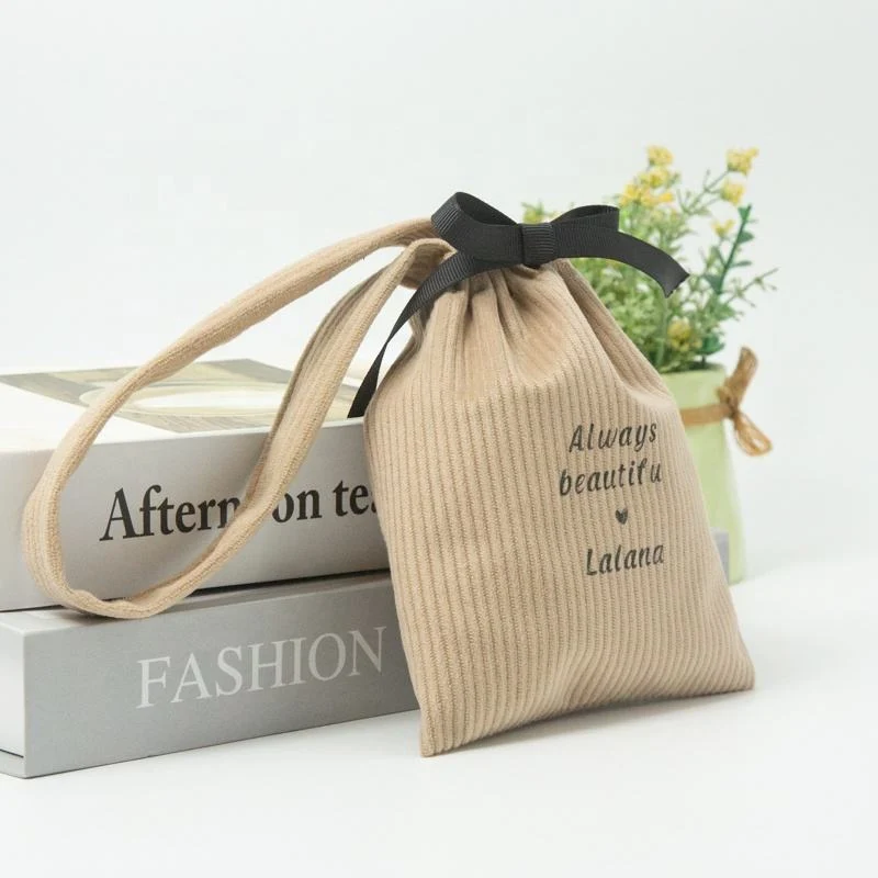 Brown Fabric Drawstring Pouch — image 2