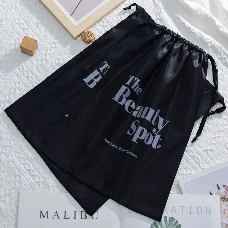 Black Satin Drawstring Pouch — image 5