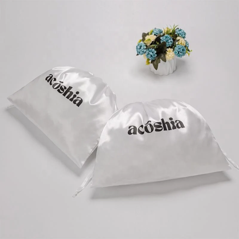 White Satin Drawstring Pouch — image 3
