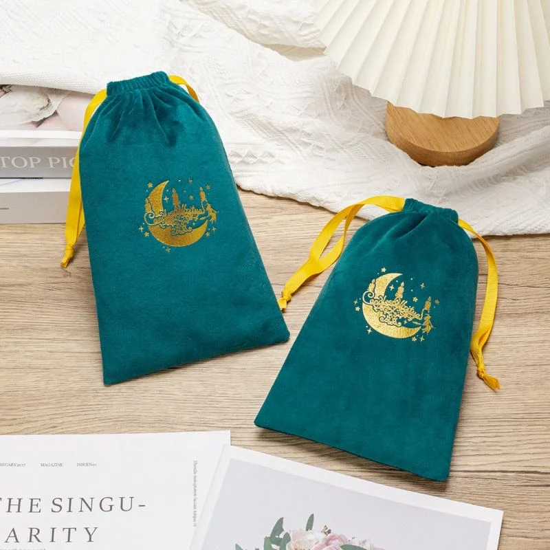 Green Velvet Drawstring Pouch — image 2