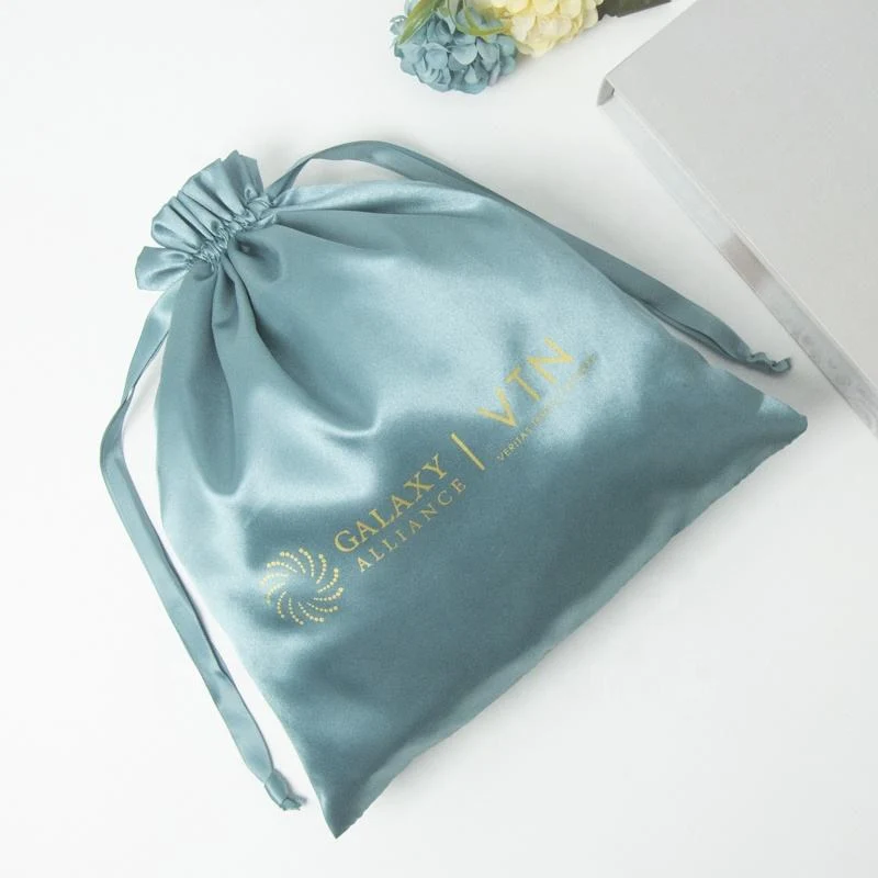Black Satin Drawstring Pouch — image 3