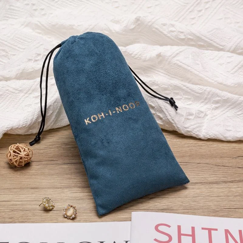 Blue Microfiber Drawstring Pouch — image 3