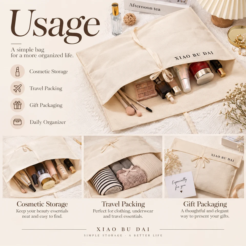 Cream Fabric Envelope Pouch — image 2