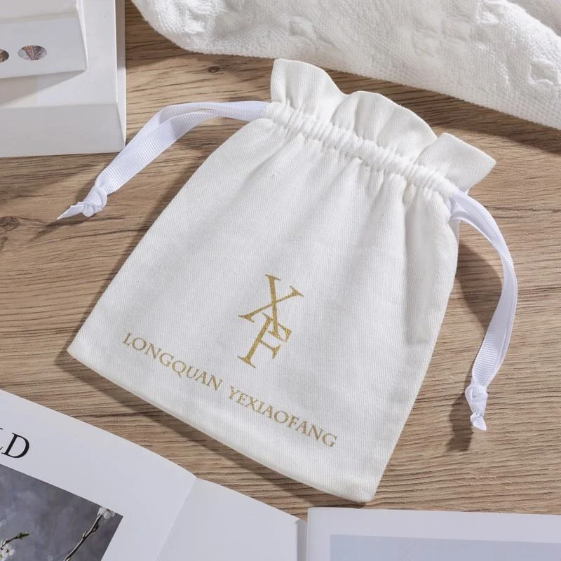 White Cotton Drawstring Pouch — image 5