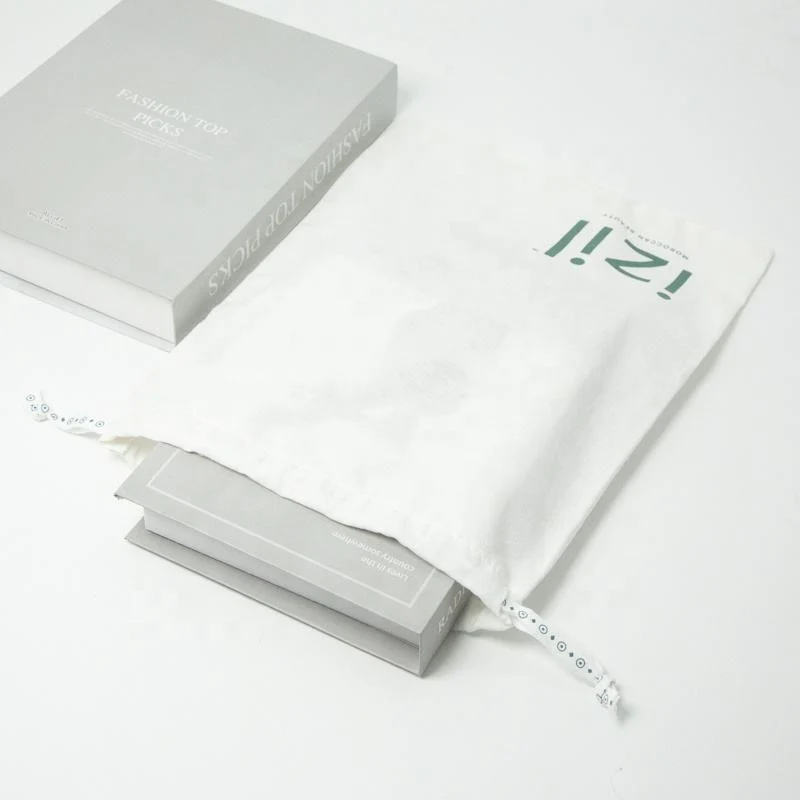 White Cotton Drawstring Pouch — image 3