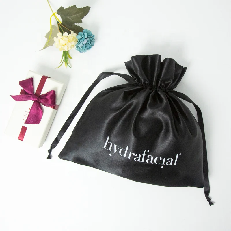 Black Satin Drawstring Pouch — image 2