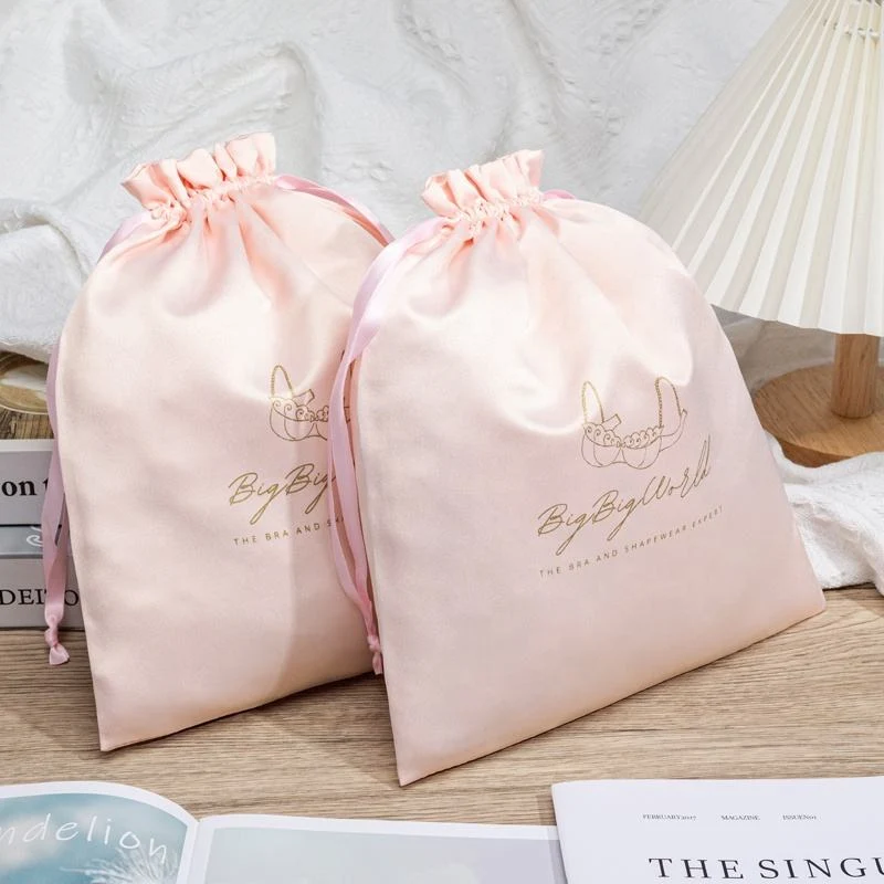 Pink Satin Drawstring Pouch — image 2