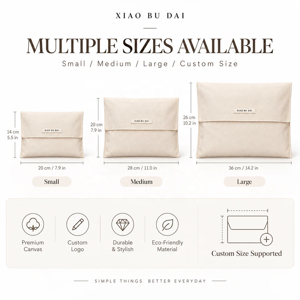 Cream Fabric Envelope Pouch — image 3