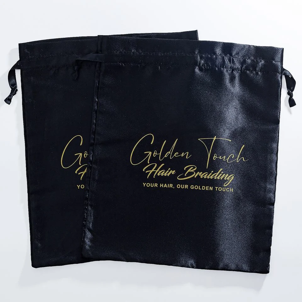 Black Satin Drawstring Pouch — image 3