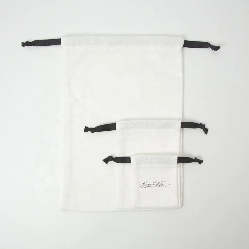 White Cotton Drawstring Pouch — image 4