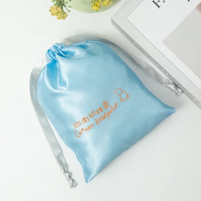 Blue Satin Drawstring Pouch — image 3