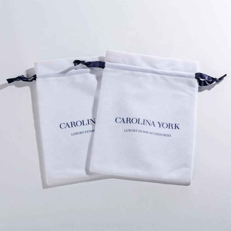 White Velvet Drawstring Pouch — image 6