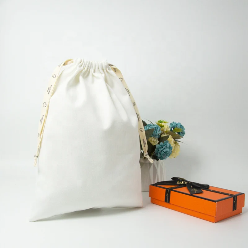 White Cotton Drawstring Pouch — image 2