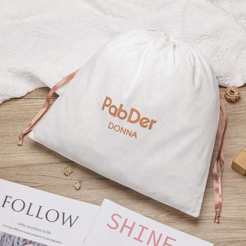 White Fabric Drawstring Pouch — image 3