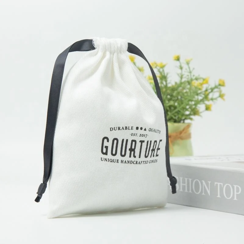 Black Cotton Drawstring Pouch — image 2