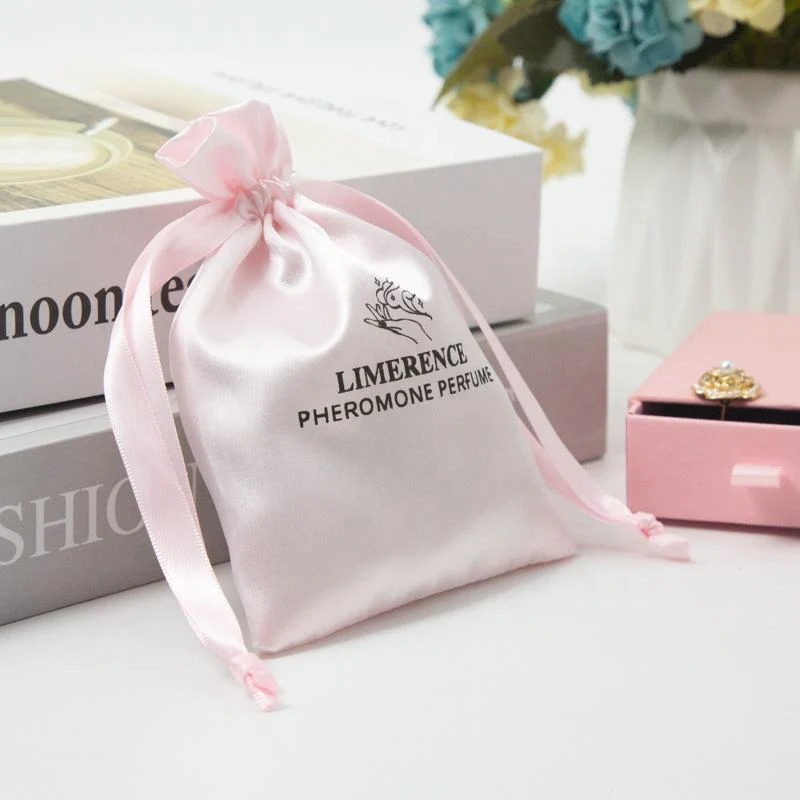 Pink Satin Drawstring Pouch — image 2