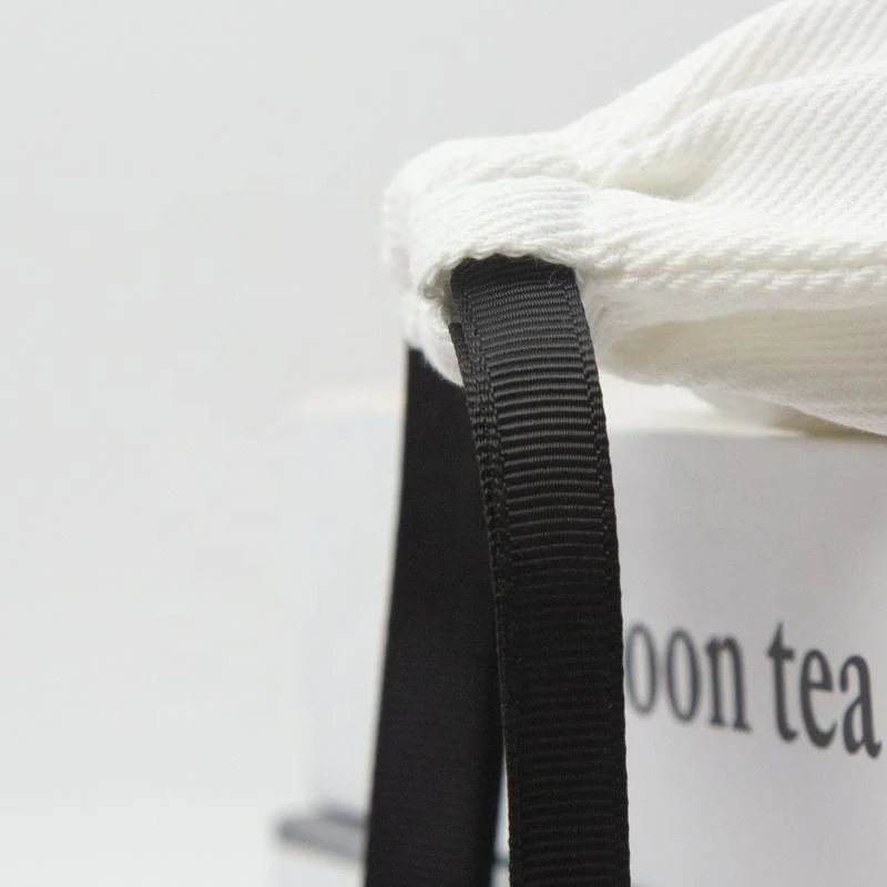 White Cotton Drawstring Pouch — image 6
