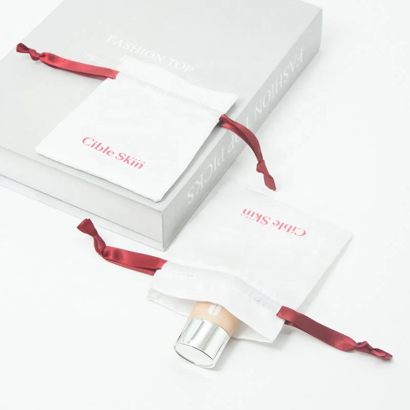 White Satin Drawstring Pouch — image 4