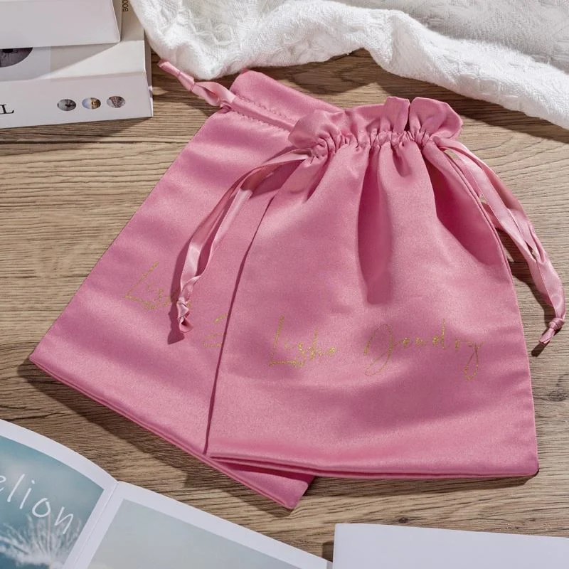 Pink Satin Drawstring Pouch — image 4