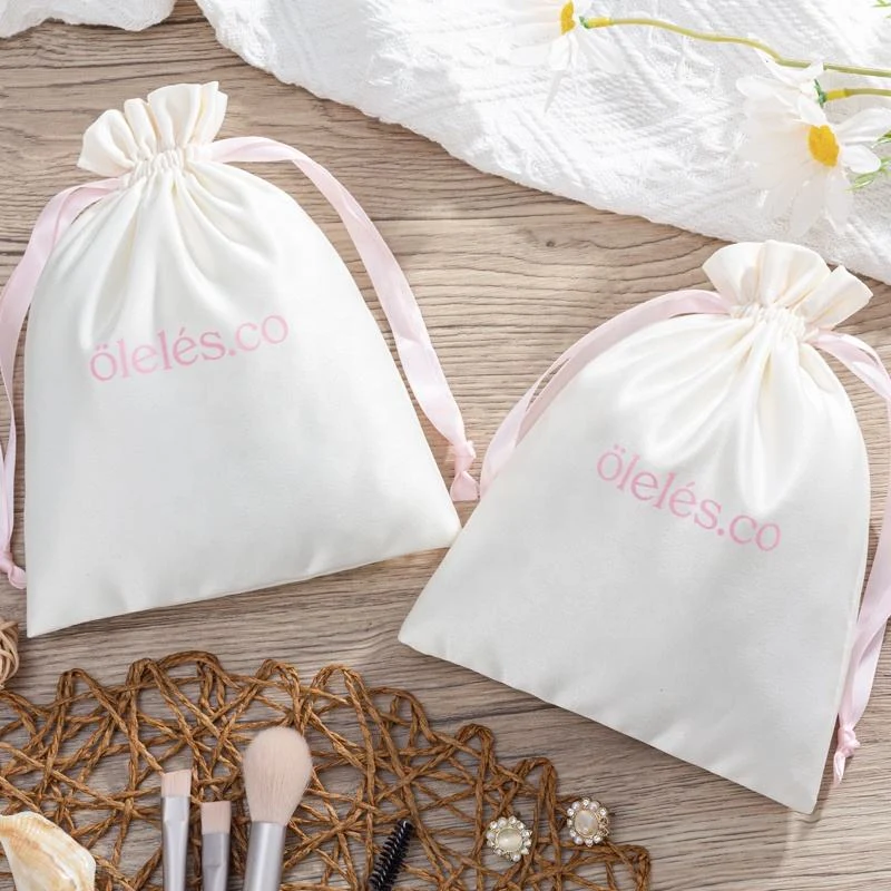 White Cotton Drawstring Pouch — image 3