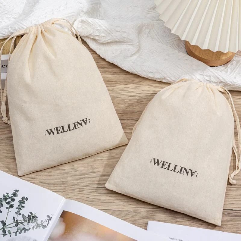 Cream Fabric Drawstring Pouch — image 3