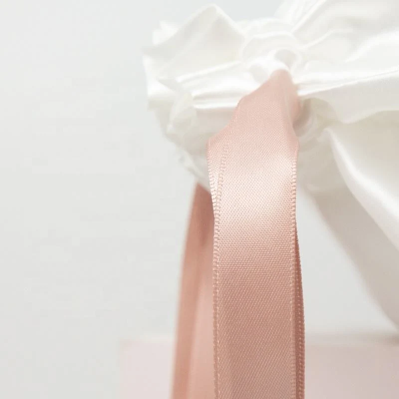 White Satin Drawstring Pouch — image 5