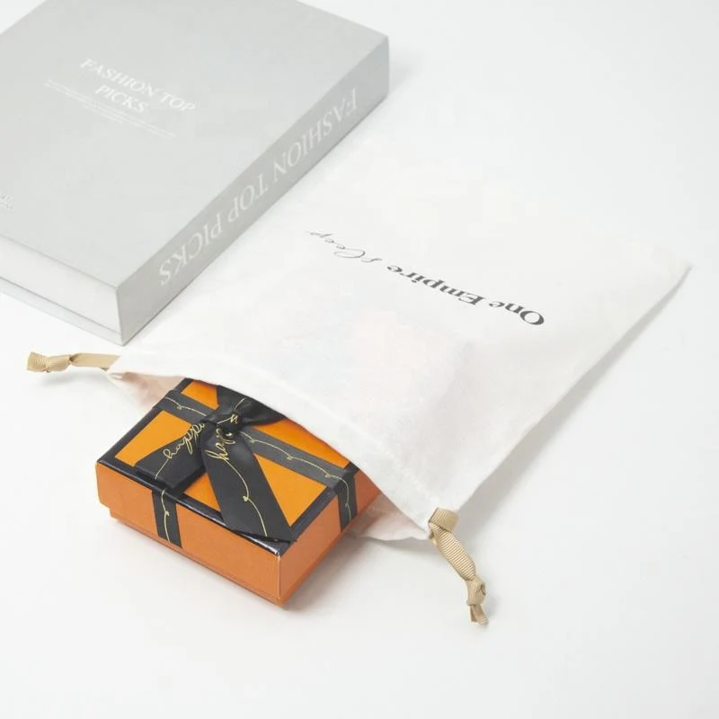 White Cotton Drawstring Pouch — image 4