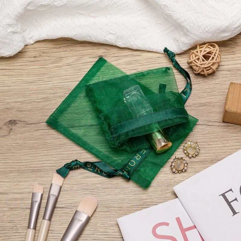 Green Organza Drawstring Pouch — image 5