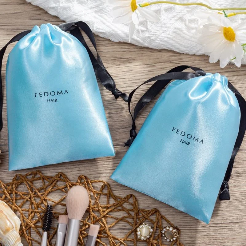 Blue Satin Drawstring Pouch — image 3