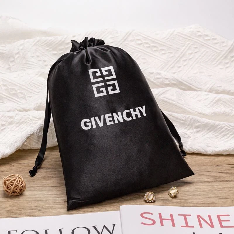 Black Satin Drawstring Pouch — image 3