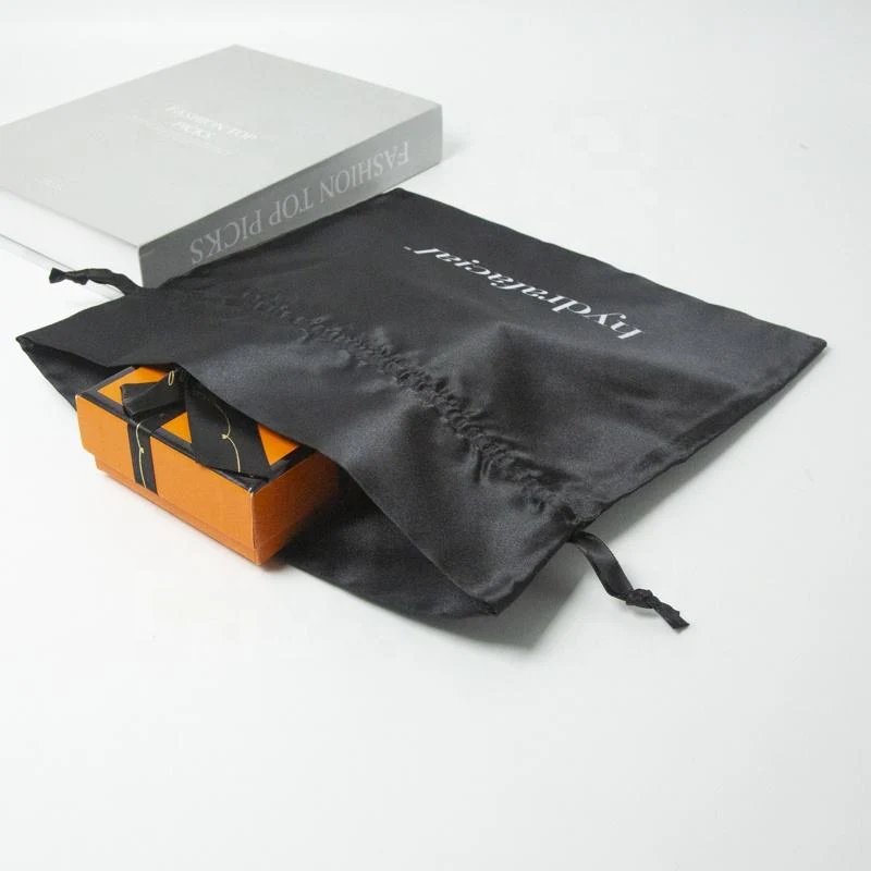 Black Satin Drawstring Pouch — image 4