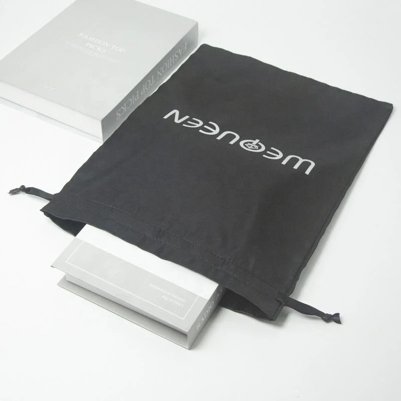 Black Satin Drawstring Pouch — image 4