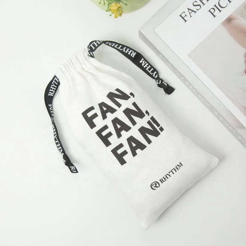 White Cotton Drawstring Pouch — image 3