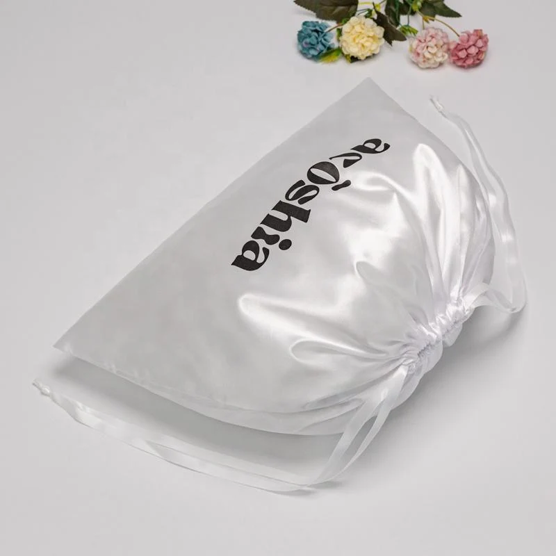 White Satin Drawstring Pouch — image 4