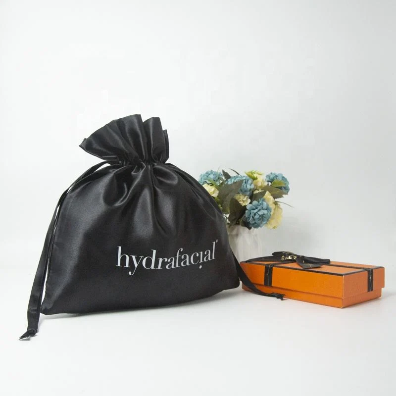 Black Satin Drawstring Pouch — image 3