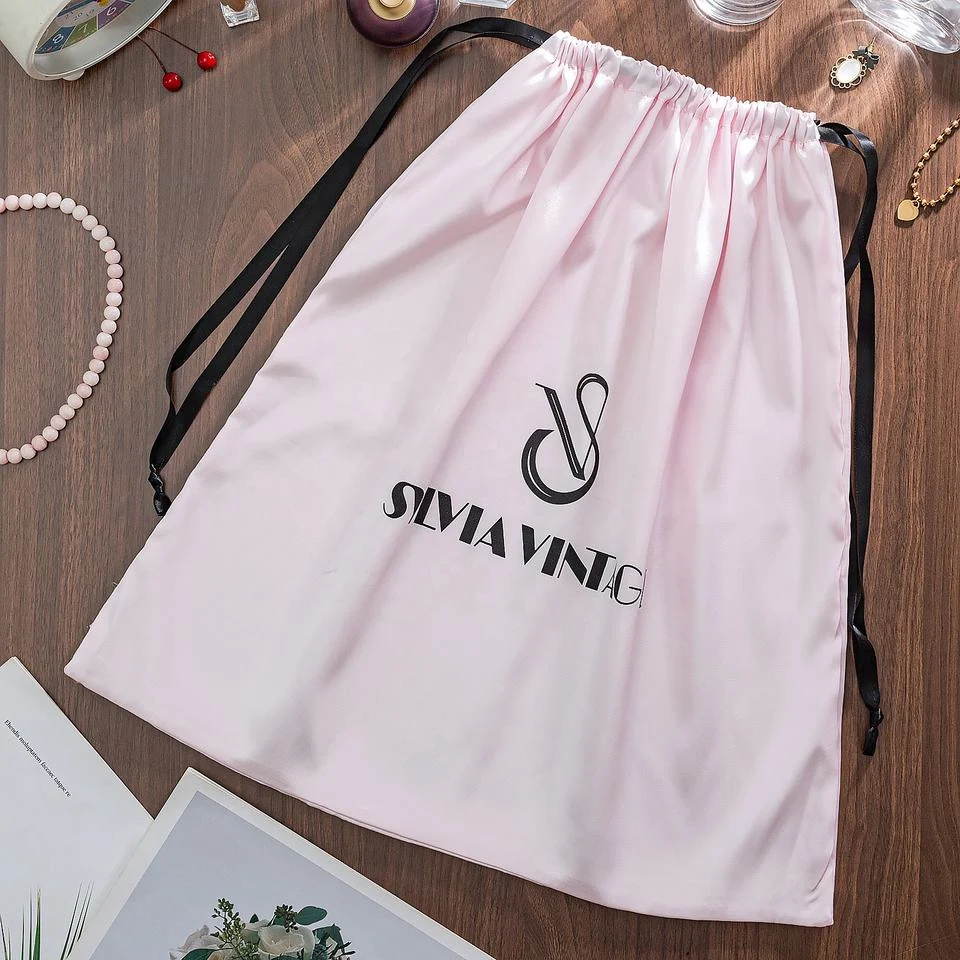 Pink Satin Drawstring Pouch — image 3