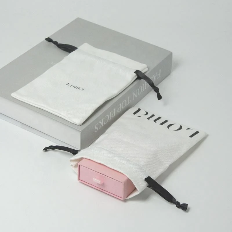 White Cotton Drawstring Pouch — image 4