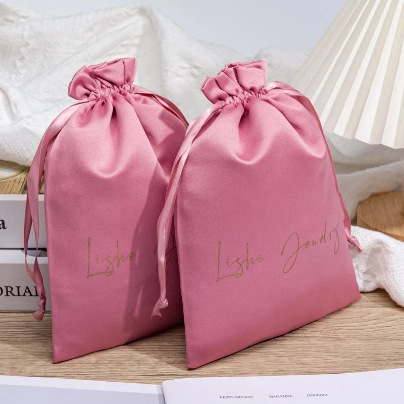 Pink Satin Drawstring Pouch — image 2