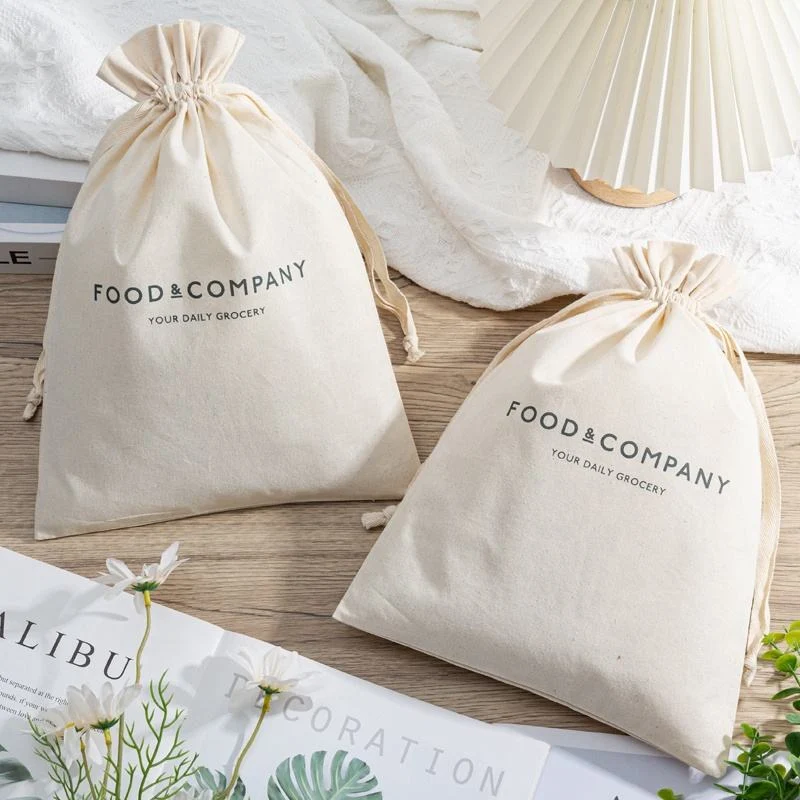 Beige Cotton Drawstring Pouch — image 3