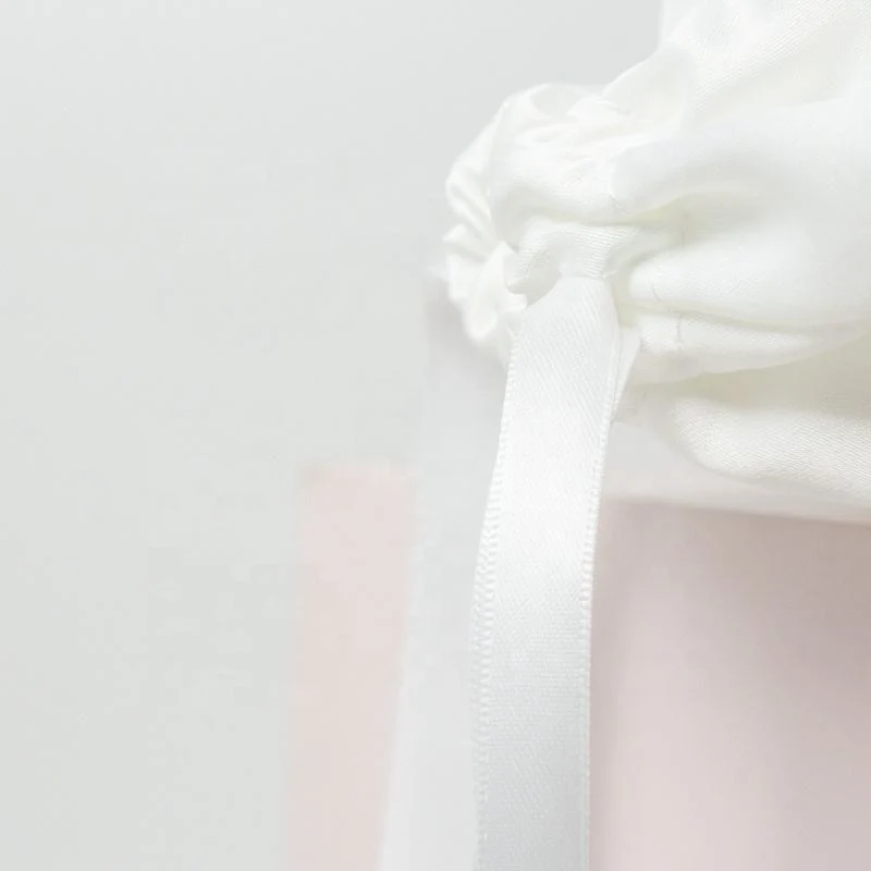 White Satin Drawstring Pouch — image 6