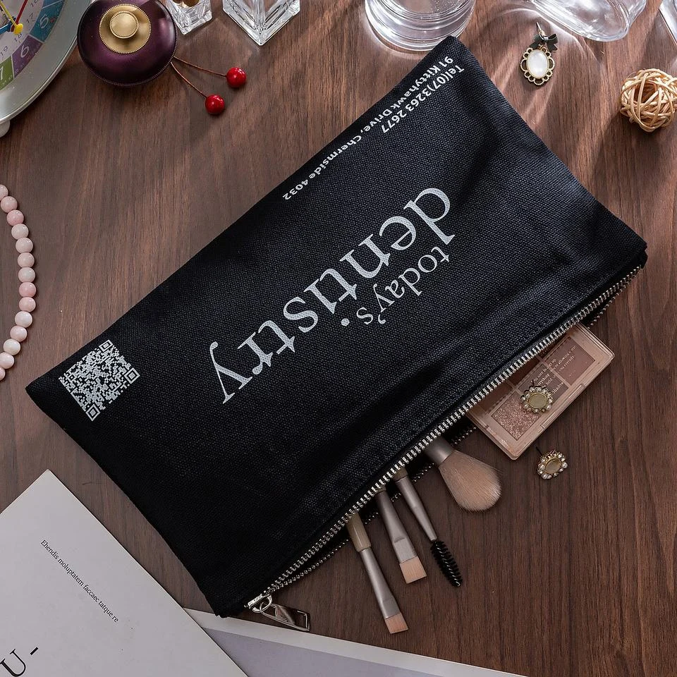 Cream Fabric Zipper Pouch — image 2