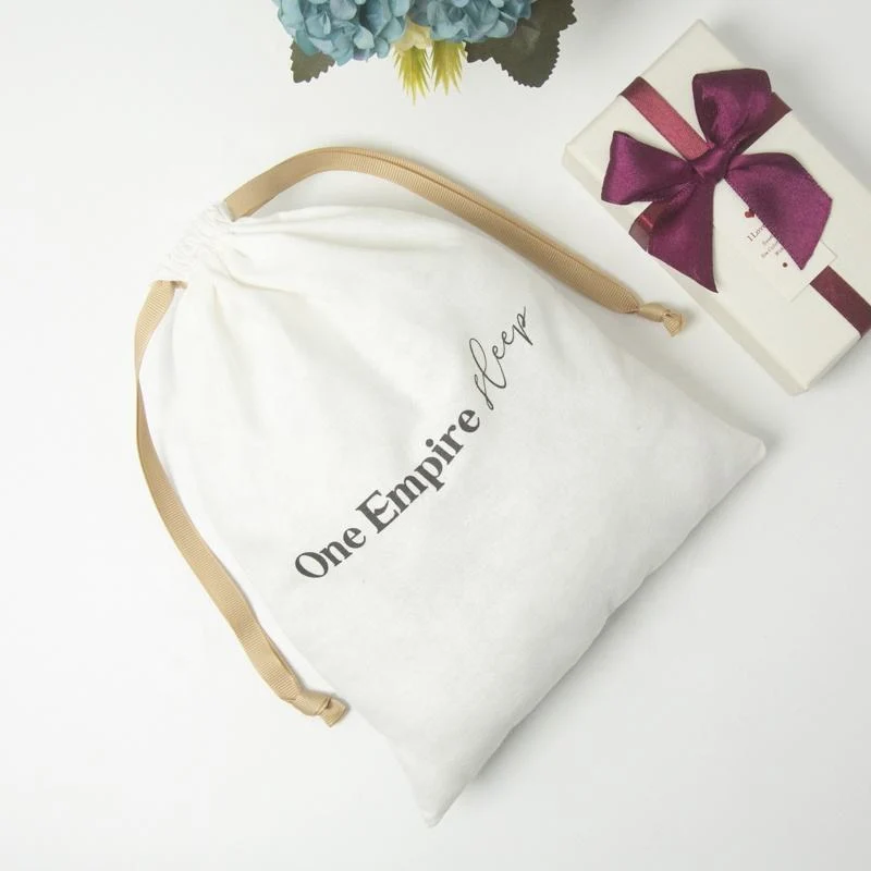 White Cotton Drawstring Pouch — image 3