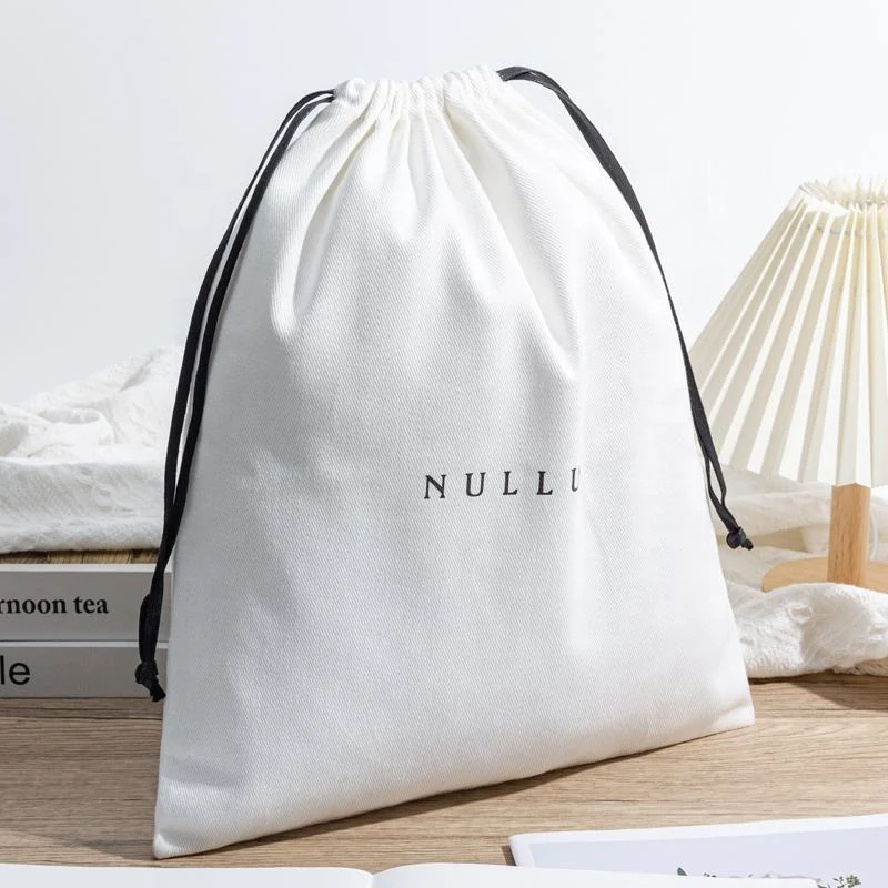 White Fabric Drawstring Pouch — image 2