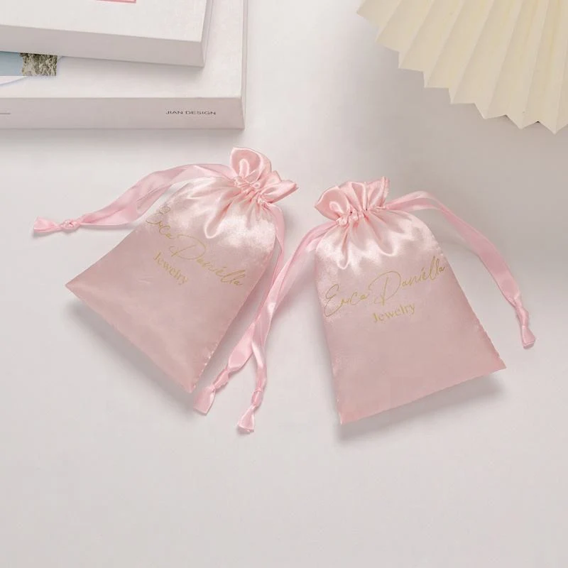 Pink Satin Drawstring Pouch — image 3