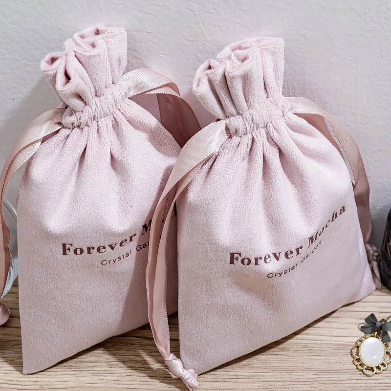 Pink Velvet Drawstring Pouch — image 2